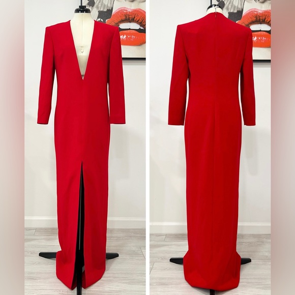 SAINT LAURENT Plunging Crepe Column Dress - Picture 6 of 16